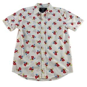 Sony PlayStation White Short Sleeve Shirt Men’s size small Y2k PS1 retro button